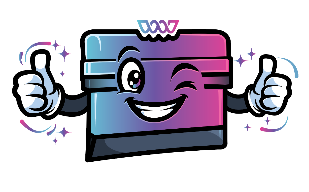 Wrap It Up mascot giving two thumbs up